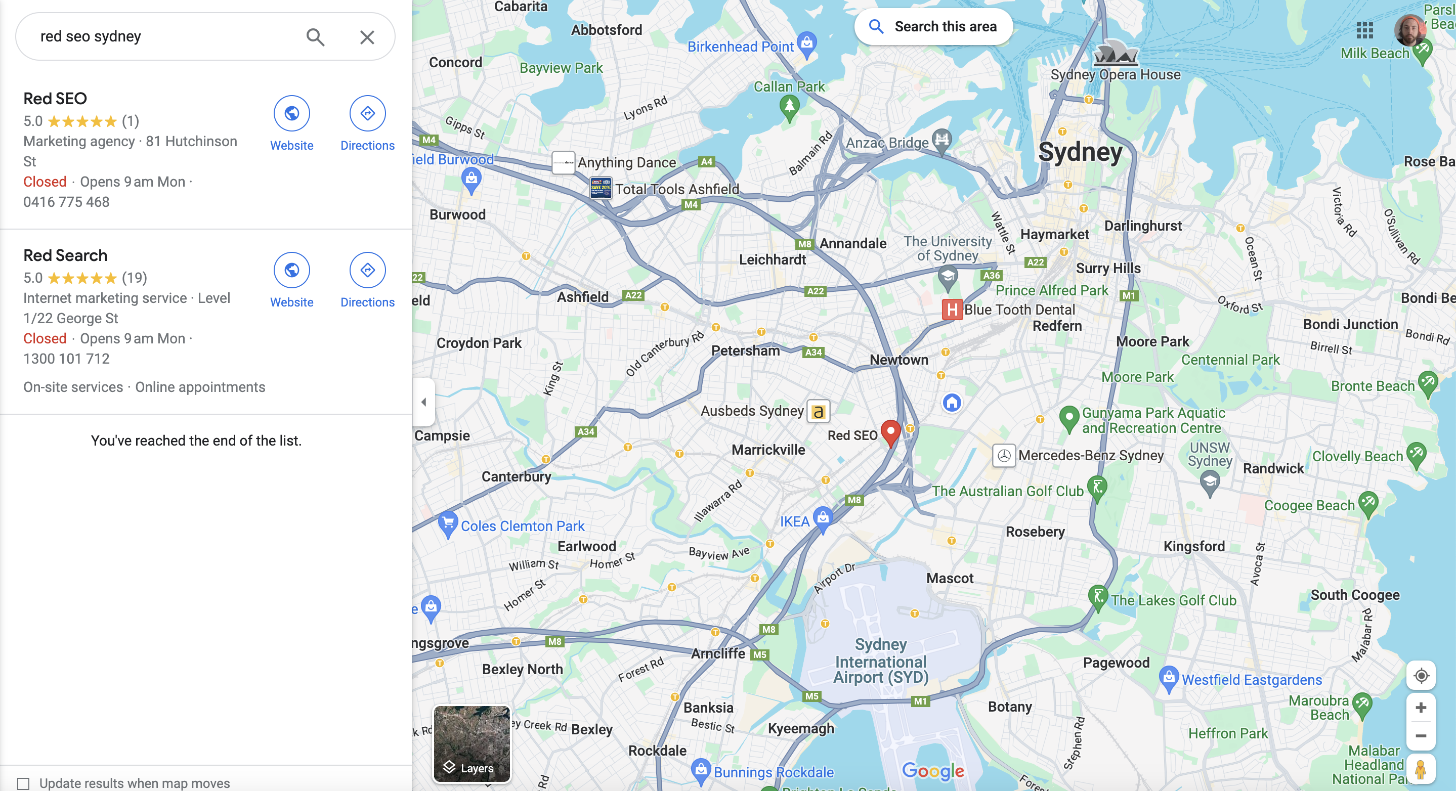Red SEO Maps Listing
