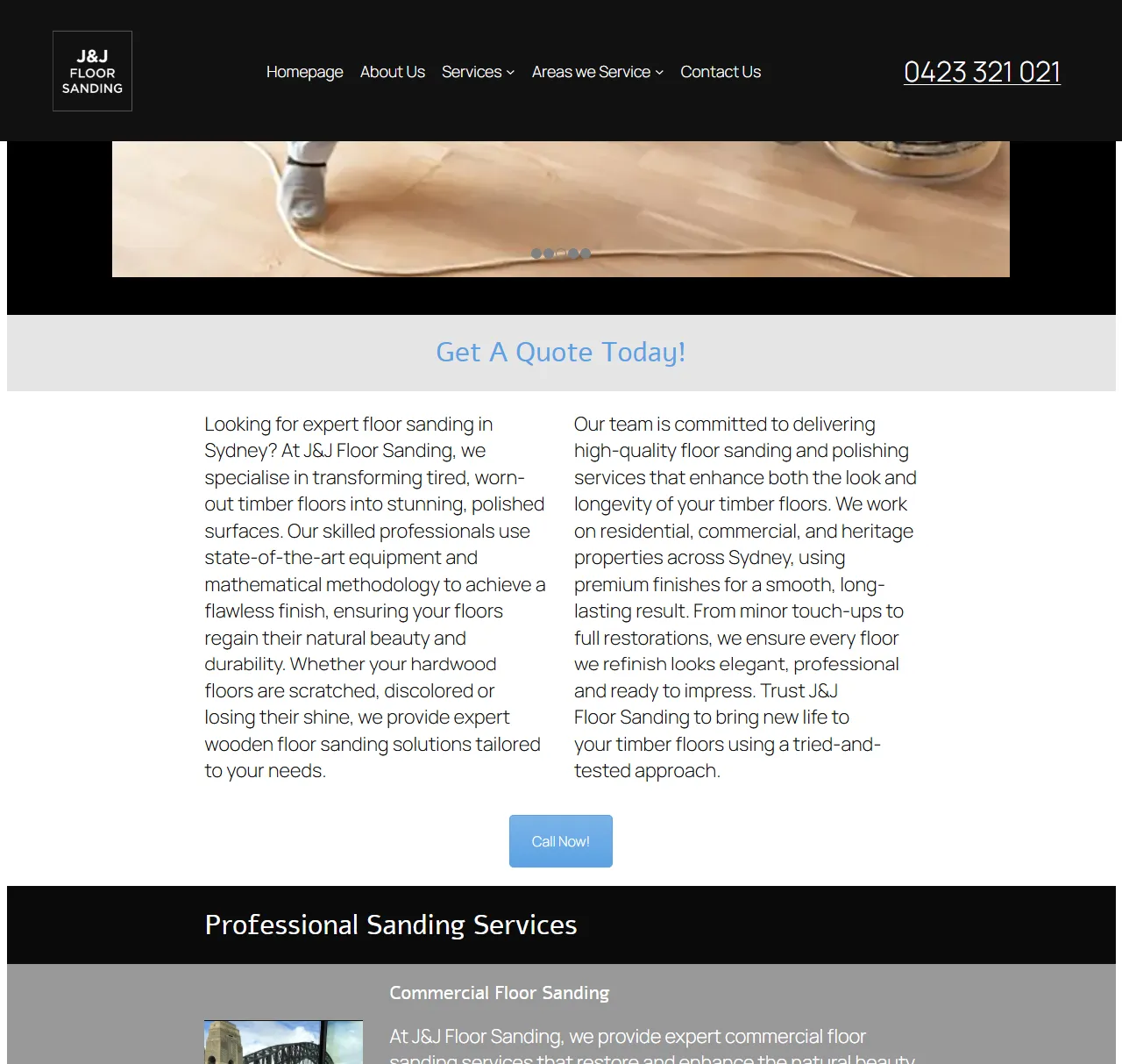 Website Screenshot J&J Floor Sanding Website Print